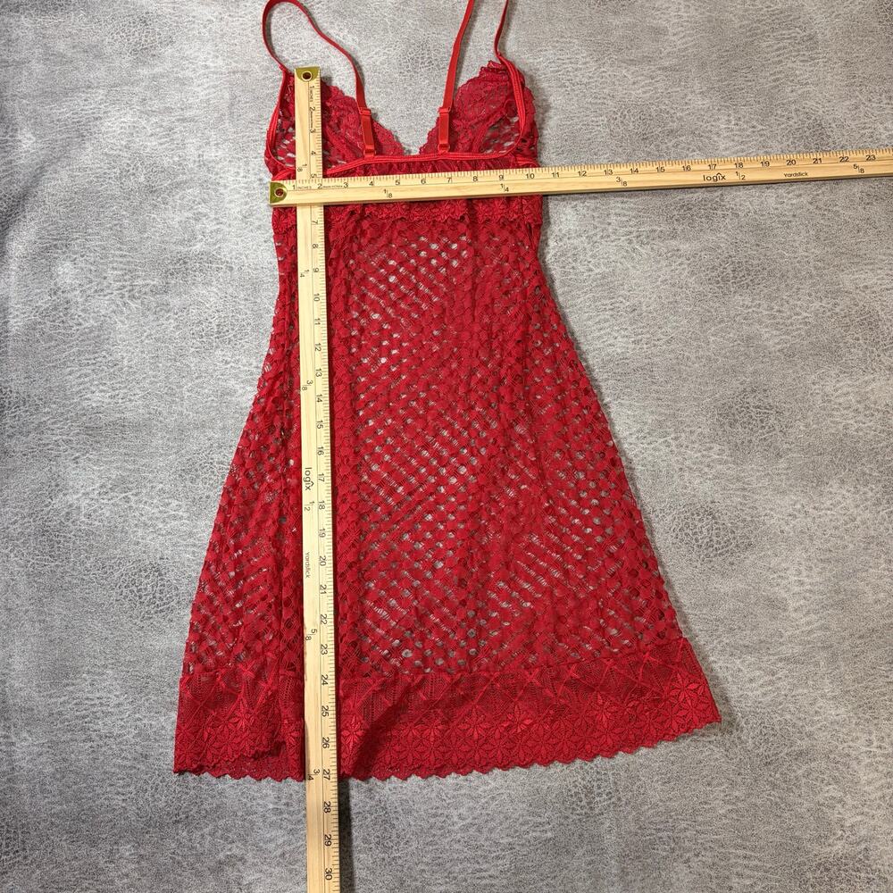 Red Sheer Lace Chemise Babydoll - Picture 4 of 4